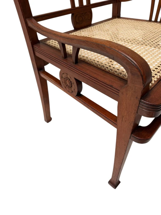 Art Nouveau Armchair with Wicker Seat by H.P. Mutters & Zoon, 1900s